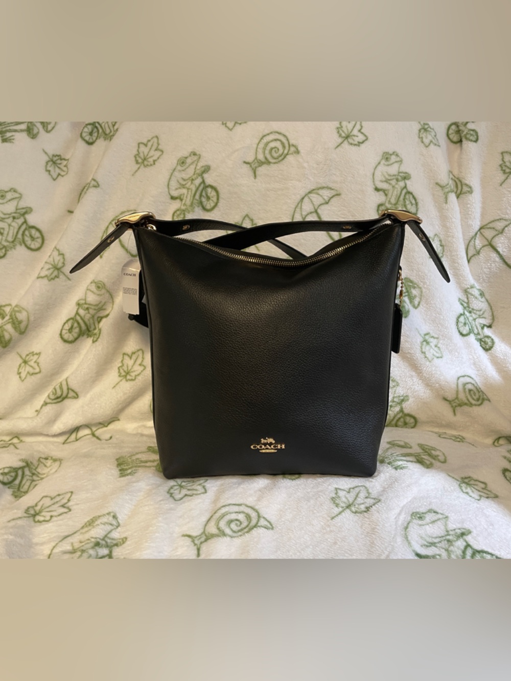 Coach Black Pebbled Leather Shoulder Bag with Gold Hardware/ NWT